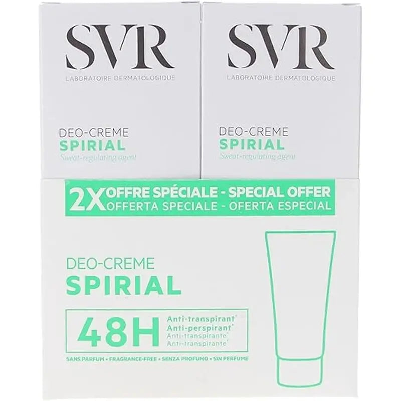SVR Spirial Duo Deo-Creme Anti-Transpirante 48h, 2x50 ml