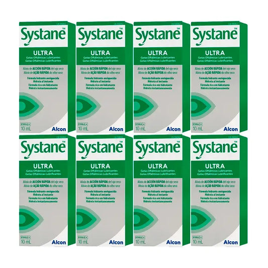 Systane Ultra Lubricant Eye Drops, embalagem de 8 x 10 ml