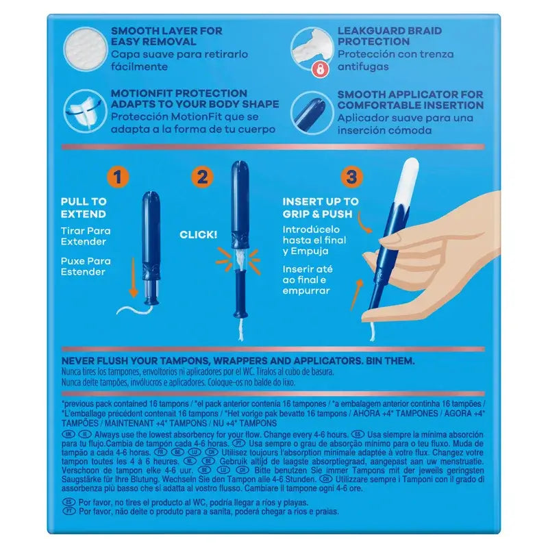 Tampax Pearl Compak Super Plus Tampões com aplicador, 20 unidades