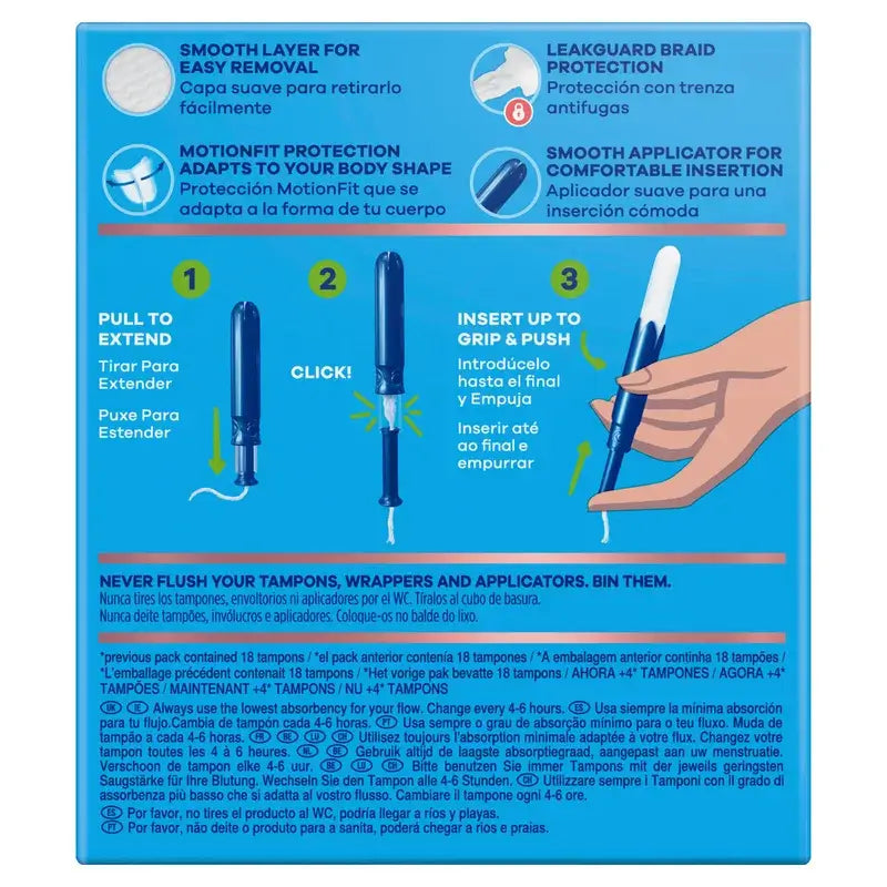 Tampax Pearl Compak Super Tampões com Aplicador, 20 unidades