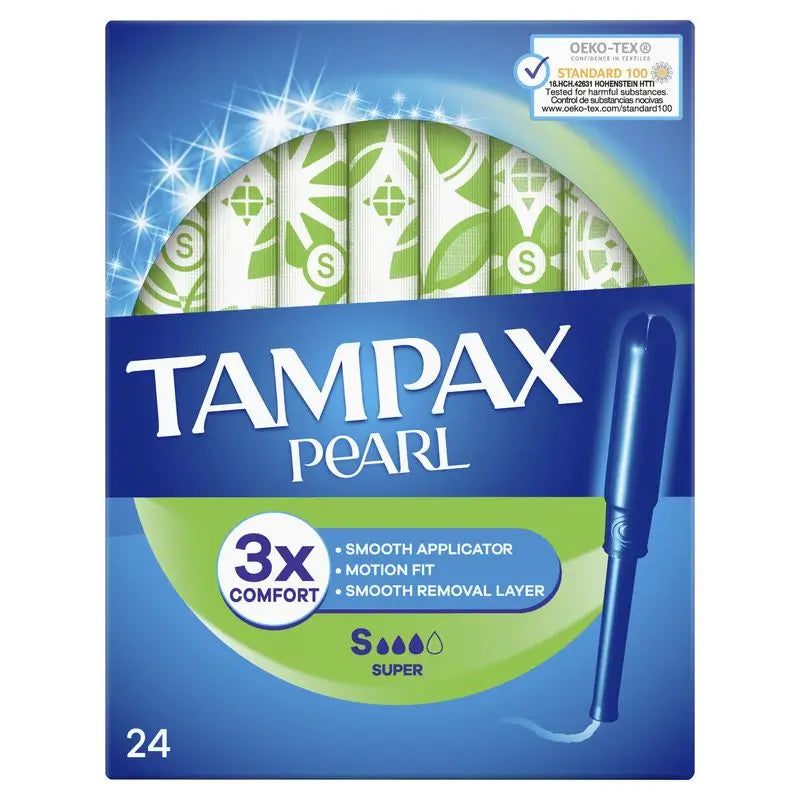 Tampax Pearl Super Tampões com Aplicador , 24 unidades