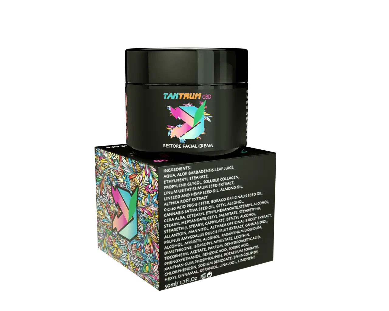 Creme facial Tantrum Restore com CBD , 50 ml