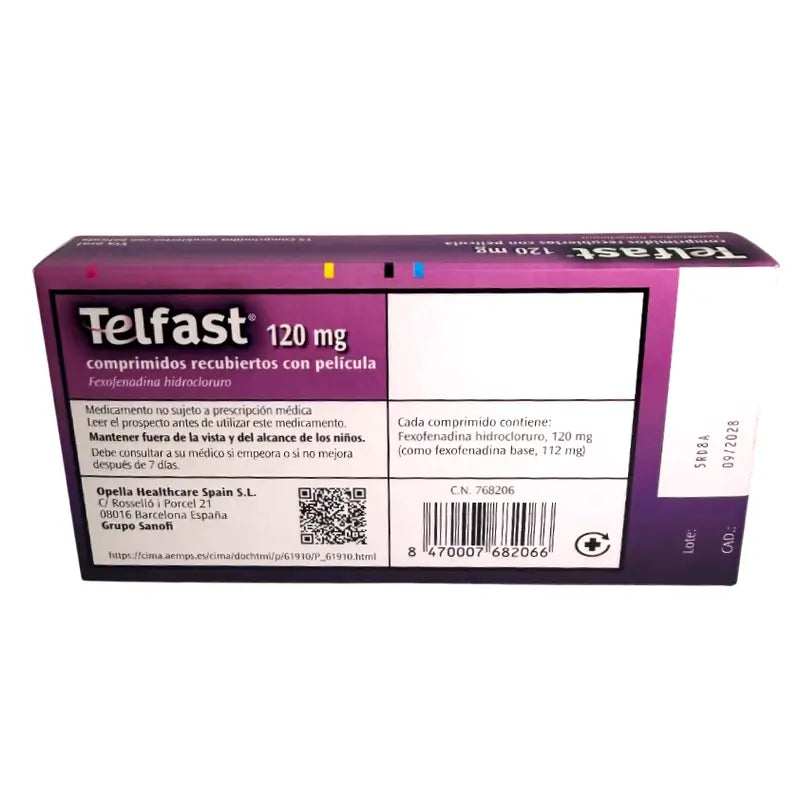 Telfast 120 Mg, 15 comprimidos revestidos por película