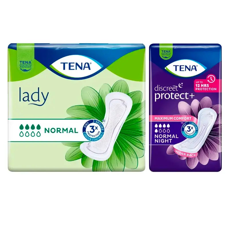 TENA Lady Normal 1 x 24 unidades + TENA Discreet Normal Noite 1 x 10 unidades - 1 SEMANA