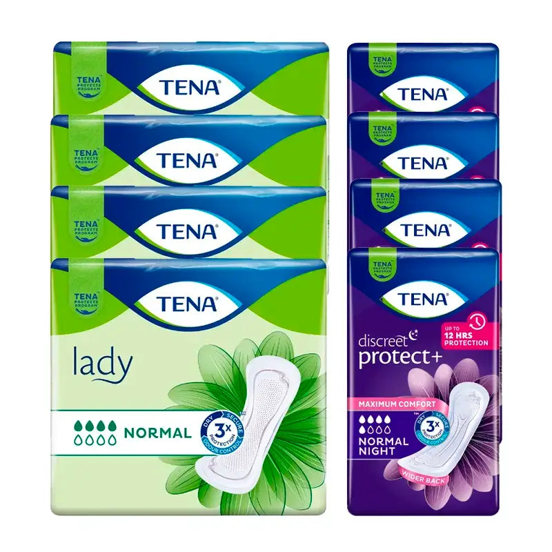 TENA Lady Normal 4 x 24 unidades + TENA Discreet Normal Noite 4 x 10 unidades - 1 MÊS