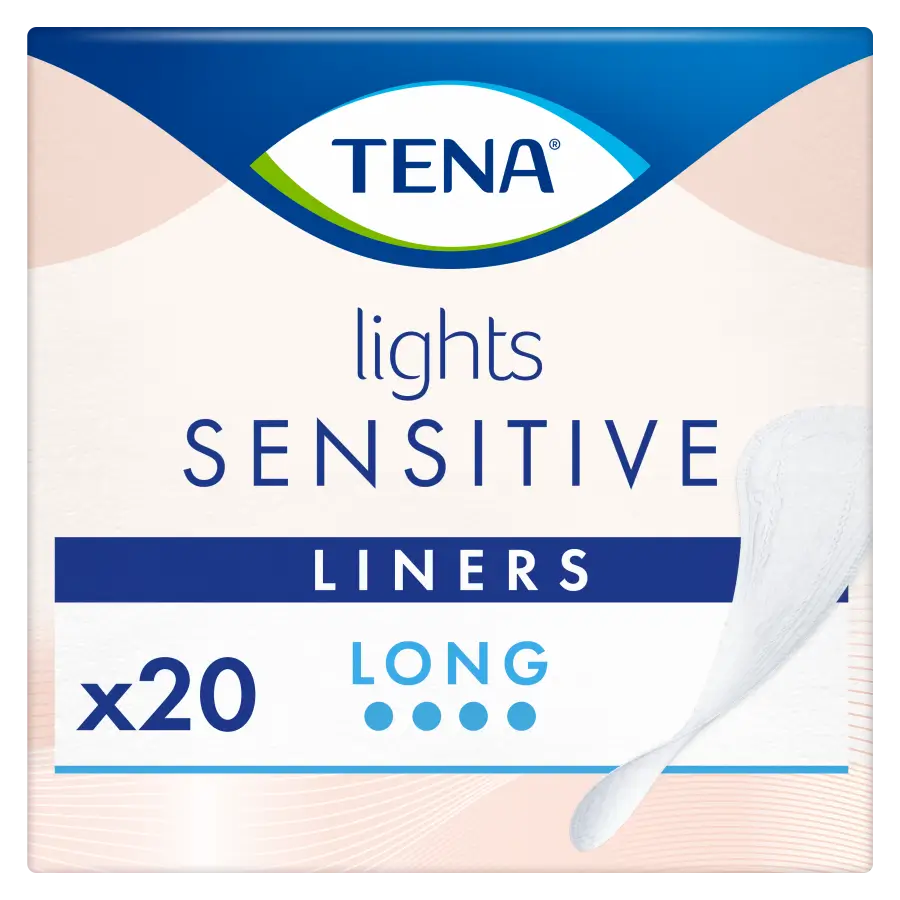 Tena Lights Sensitive Long Liner, 20 unidades.