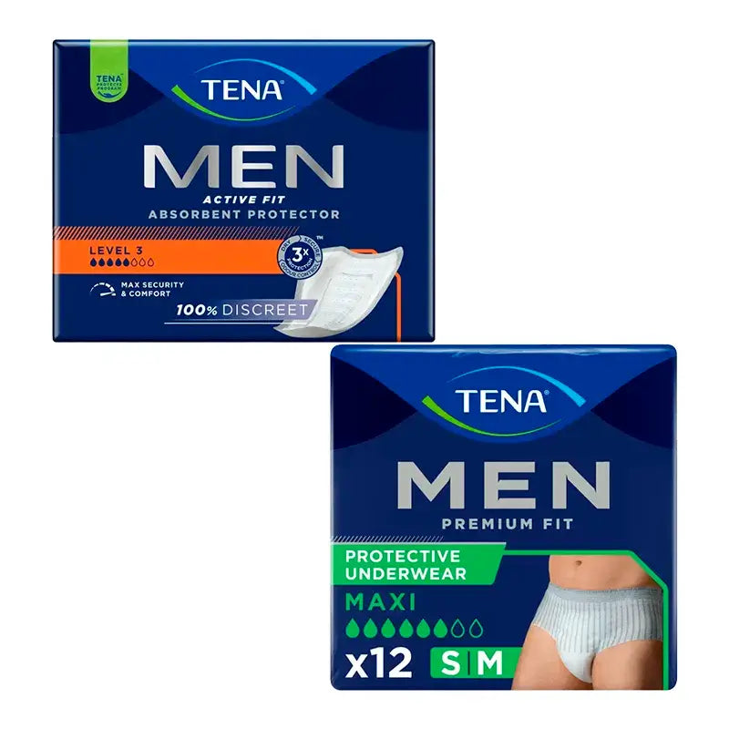 TENA Men Incontinência Nível 3 1x16 unidades + TENA Men Calças Premium Fit M 1x12 unidades