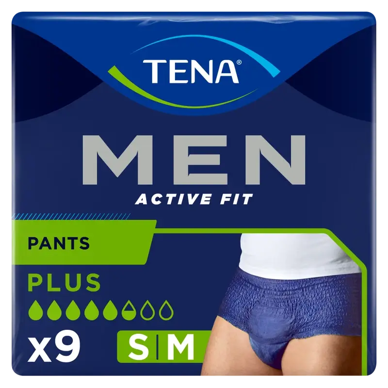 Tena Men Pants Active Tamanho S-M, 9 unidades.