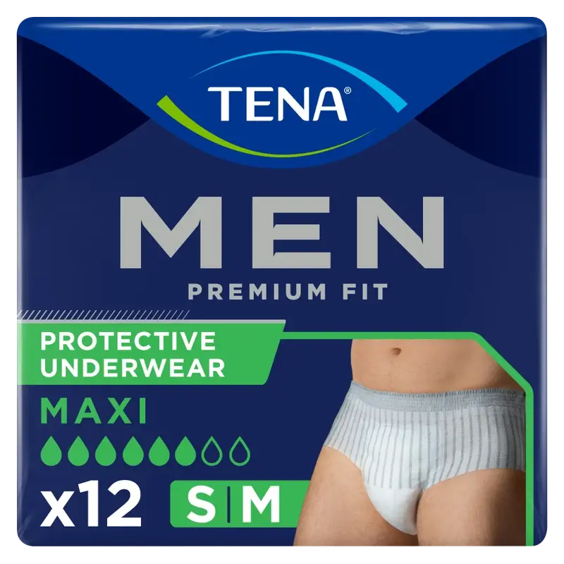 Tena Men Pants Premium Fit Maxi Tamanho S-M, 12 unidades