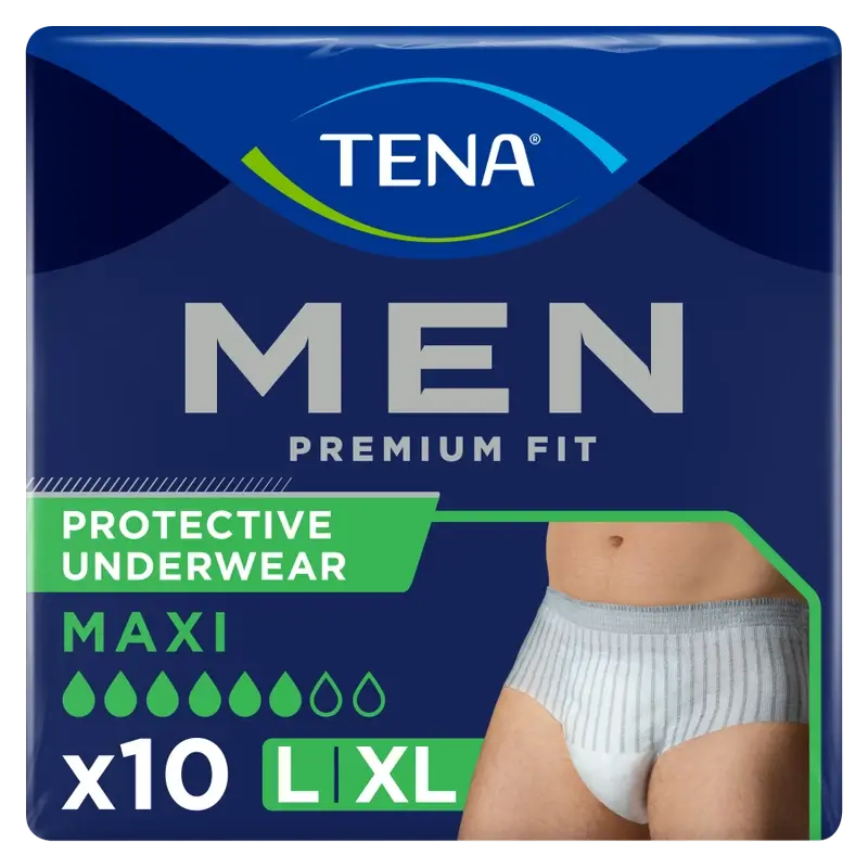 Tena Men Pants Premium Fit Tamanho L-XL, 10 unidades.