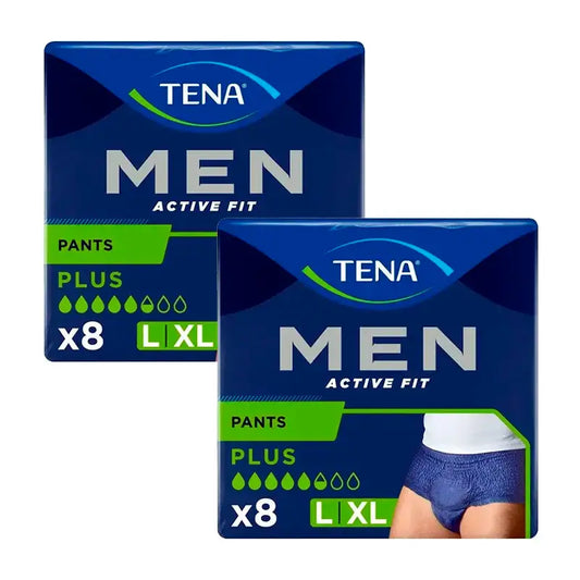 Tena Pack Calças Masculinas Activas Tamanho L-XL, 2 X 8 unidades
