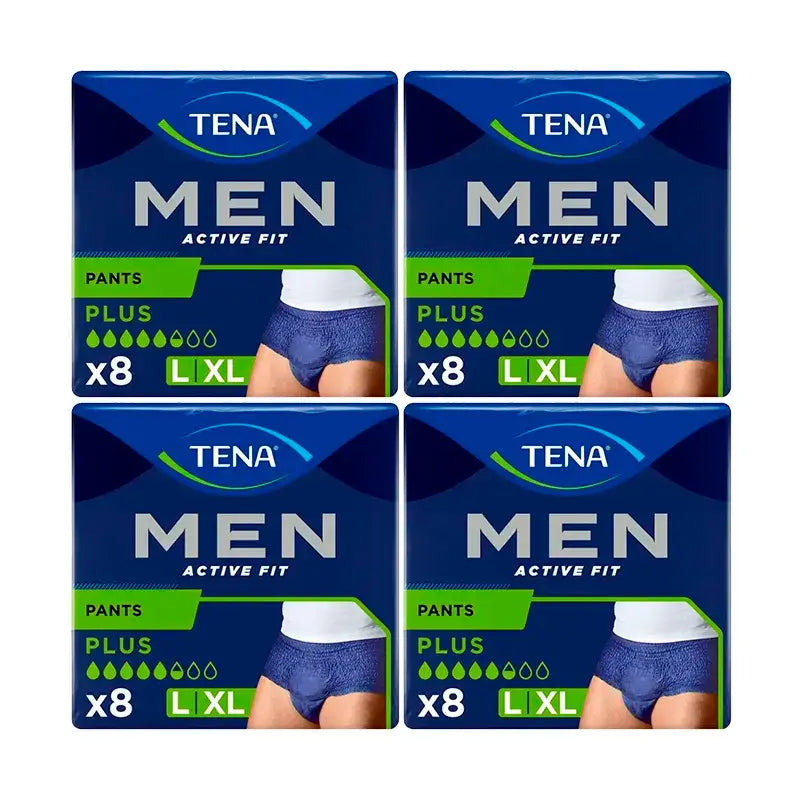 Tena Pack Calças Masculinas Activas Tamanho L-XL, 4 X 8 unidades