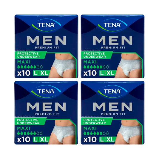 Tena Pack Calças Homem Premium Fit Maxi L-XL, 4 X 10 unidades