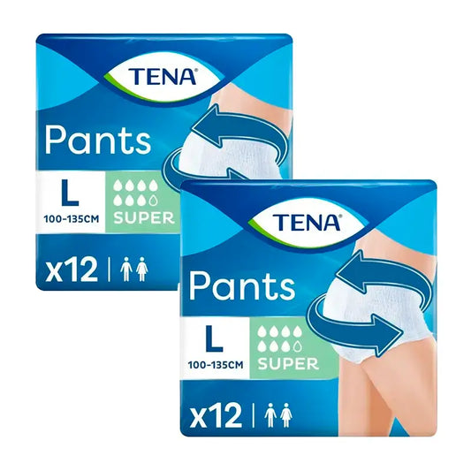 Tena Pack Pants Calças para incontinência absorventes para urina ligeira Tamanho super grande, 2 x 12 unidades