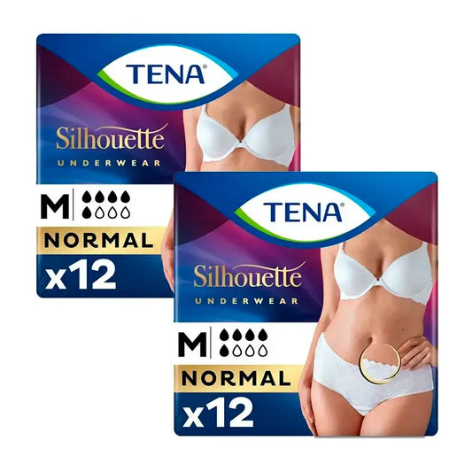 Tena Pack Silhouette White Cintura Baixa Tamanho M, 2 X 12 unidades