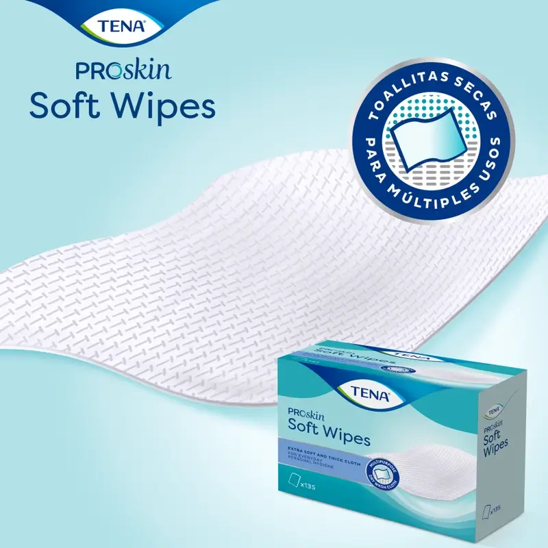 Tena Proskin Dry Towelette, 135 unidades