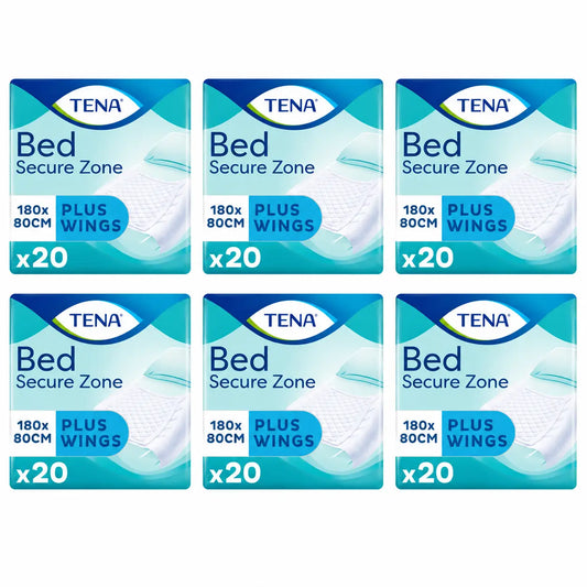 Tena Protetor de Cama Bed Plus 80 X 180, 20 unidades, embalagem com 6