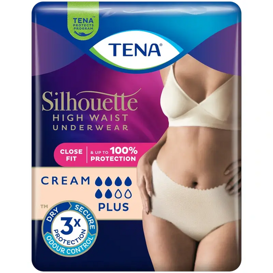 Tena Silhouette Cintura Alta Grande Creme , 8 unidades
