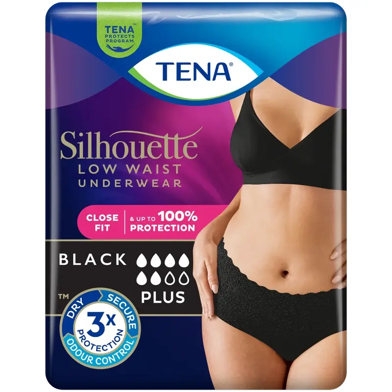 Tena Silhouette Black Cintura Baixa Grande , 10 unidades