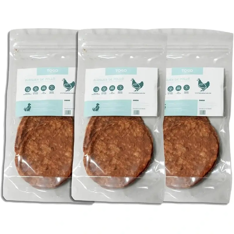 Togo Snack Natural Burger Chicken, embalagem de 3 unidades.