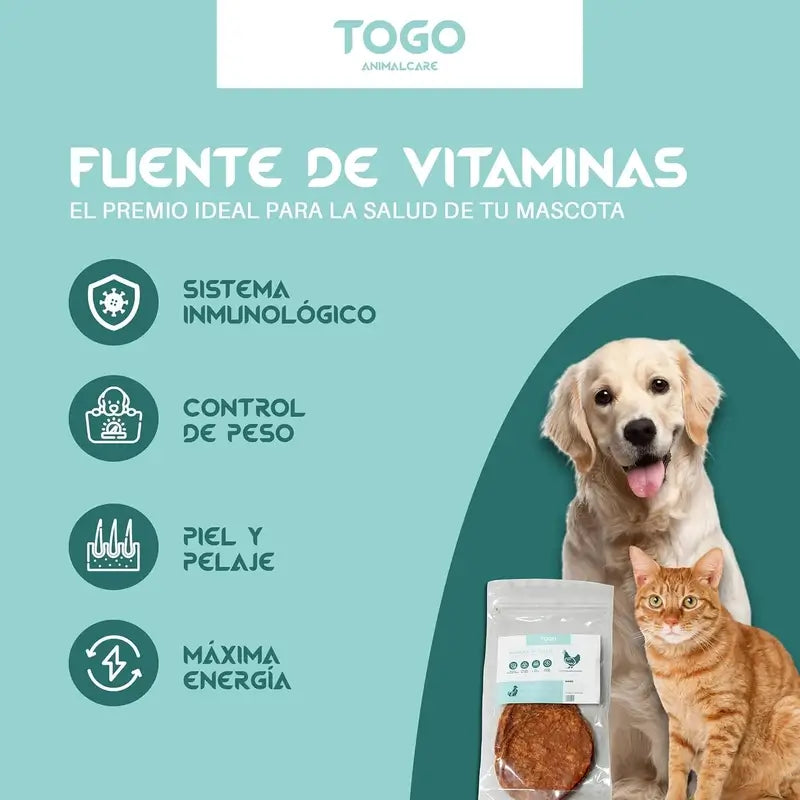 Togo Snack Natural Burger Chicken, embalagem de 3 unidades.