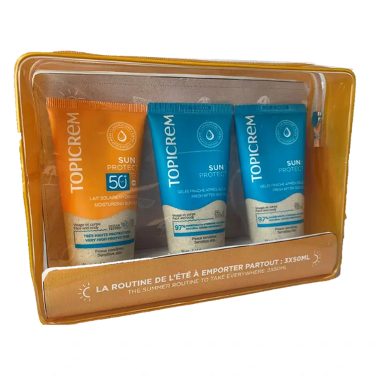 Topicrem Sun Protect Leite Corporal 50Ml + Aftersun 50Ml + Gel Duche 50Ml