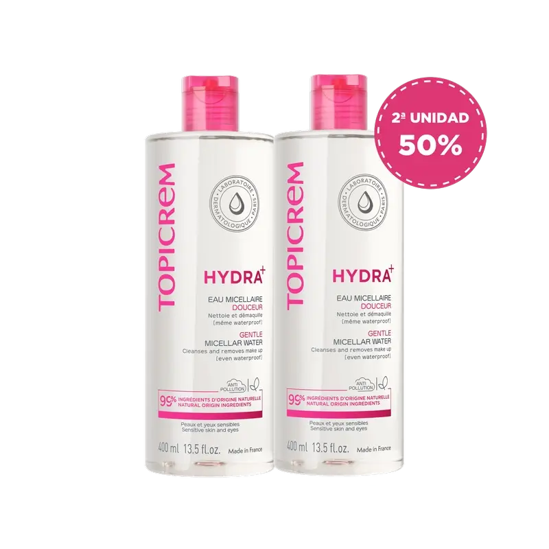 Topicrem Hydra+ Água Micelar Suave, 2x400 ml