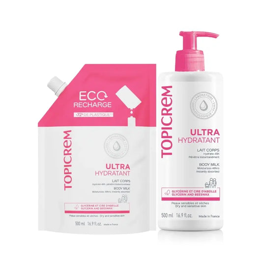 Pack Topicrem Uh Body Milk 500 Ml + Recarga Body Milk 500 Ml 50%.