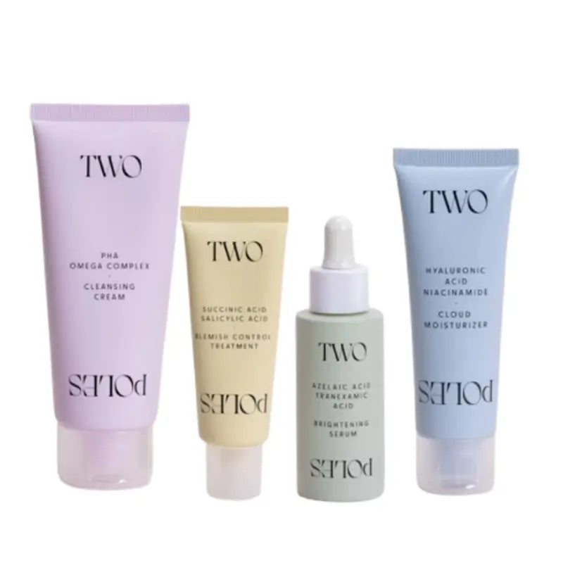 Espinhas e marcas de acne em dois pólos