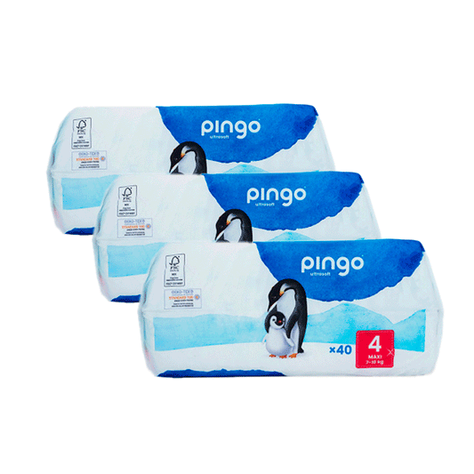 Embalagem 3 X fraldas ecológicas Pingo, tamanho 4 Maxi (40 unidades)