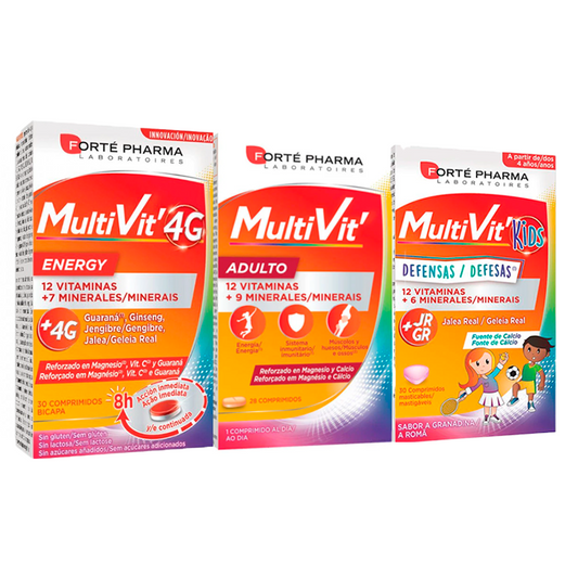 Forté Pharma Family Pack Multivit Júnior + Adulto + 4G Defesas, 30+28+30 comprimidos