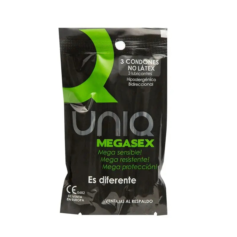 Preservativos Uniq Megasex Sensitive com Garter Latex Free 3 unidades