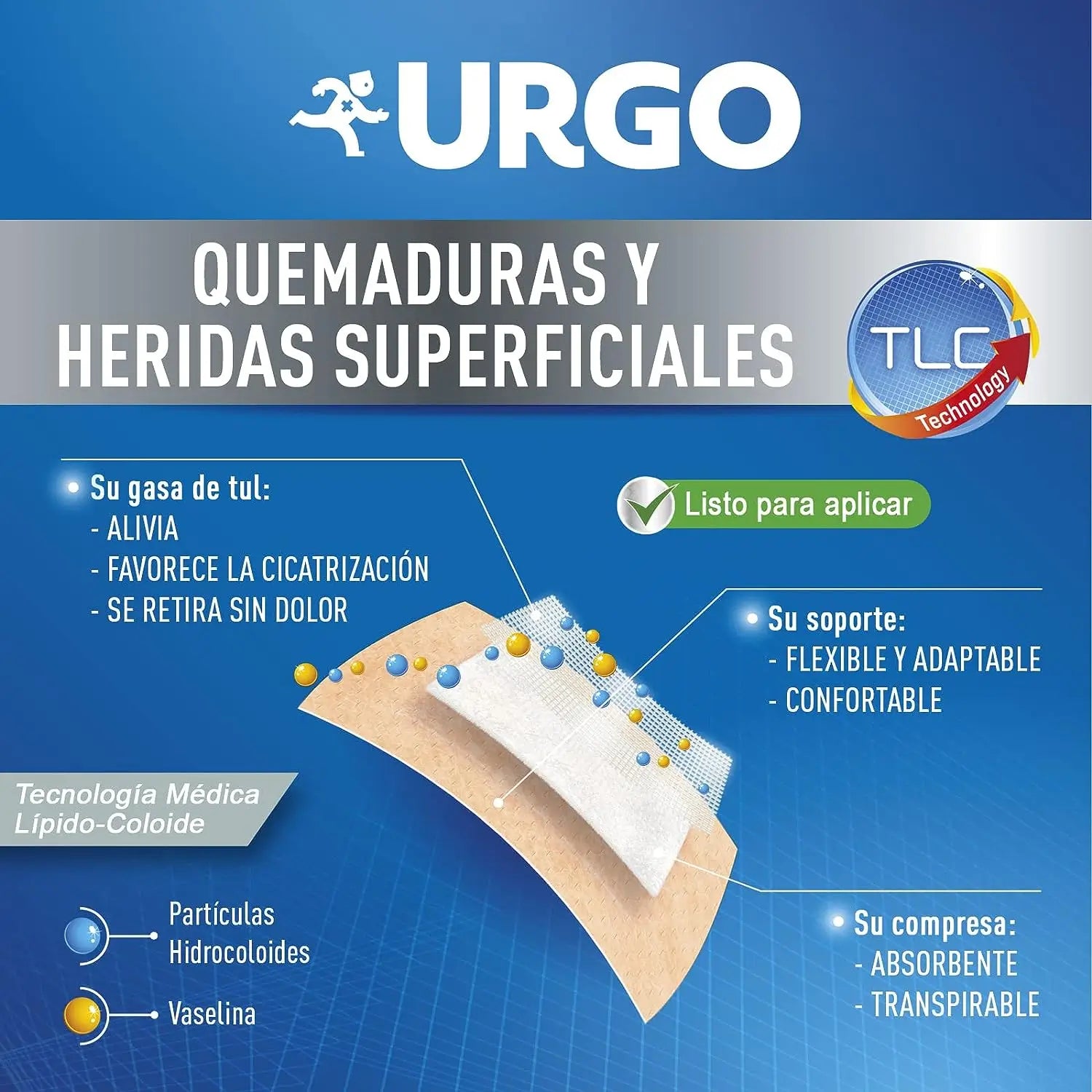Urgo Penso Estéril para Queimaduras e Feridas Superficiais, 10 X 7 Cm