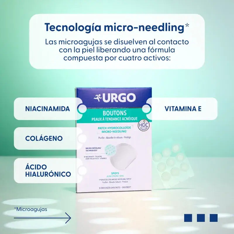 Urgo Spots Hydrocolloid Patches Micro Needling, 9 unidades