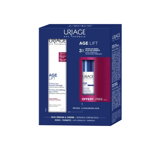 Uriage Age Lift Creme de Dia Anti-Idade Refirmante, 40 ml + Sérum Anti-Rugas Intensivo 10 ml + Oferta