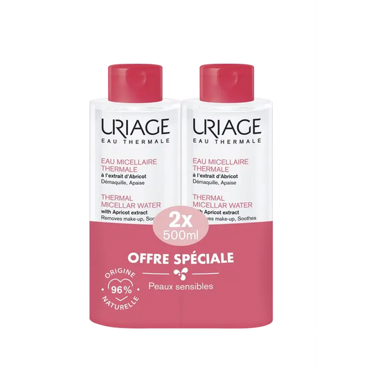 Uriage Thermal Água termal micelar para peles sensíveis, 2X500 Ml