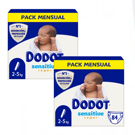 Embalagem Dodot Sensitive Newborn Box Tamanho 1, 2 x 84 unidades