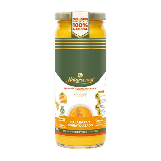 Natursenior Adultos Sopa de Creme de Legumes Abóbora e Batata Doce Assada com Ómega 3 Dha, Prebióticos e Proteína. , 255 gr