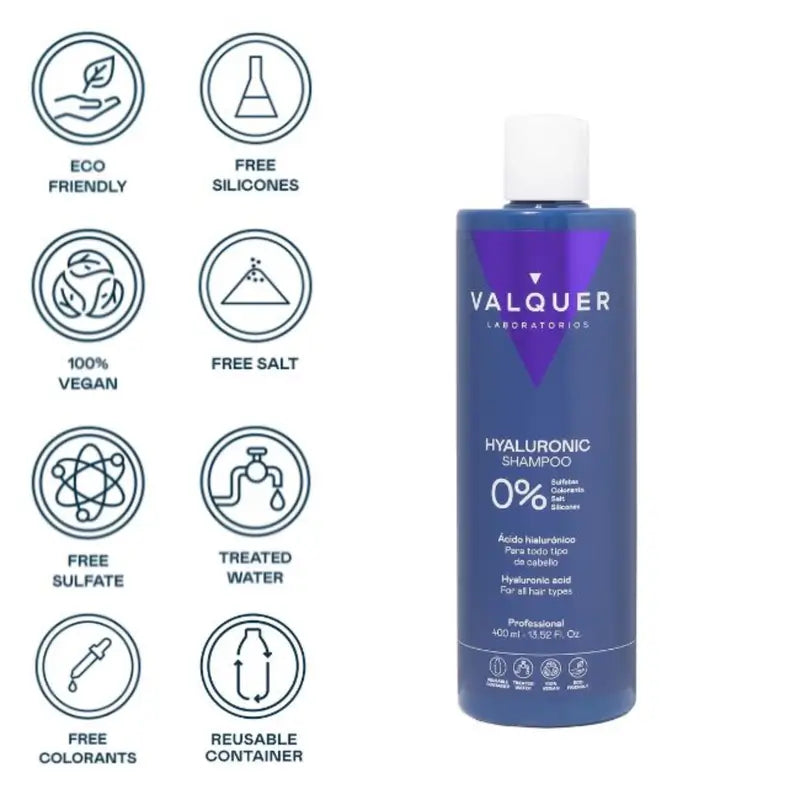 Champô Ácido Hialurónico Valquer Hair Care, 400 ml