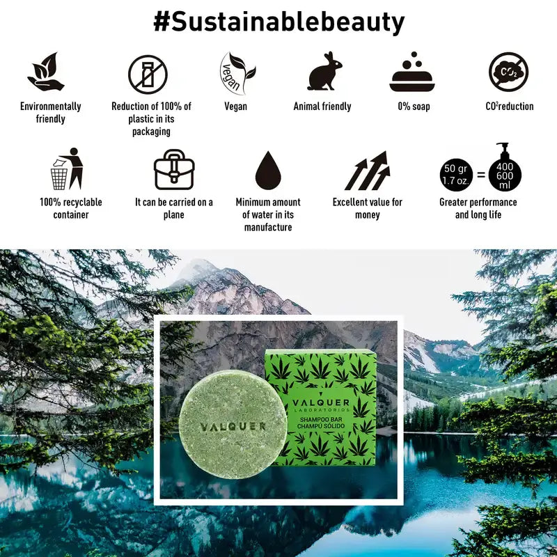 Valquer Hair Care Champô de Cânhamo Sólido, 50 gr