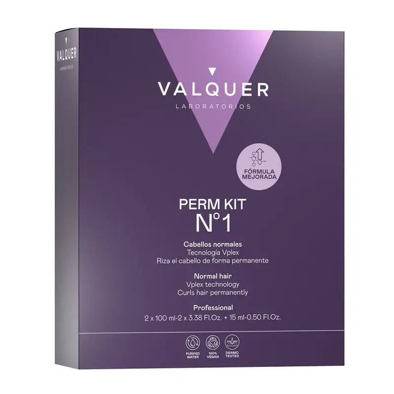 Valquer Professional Perming Kit No. 1 - Cabelo Normal - Caracóis duradouros em 3 passos