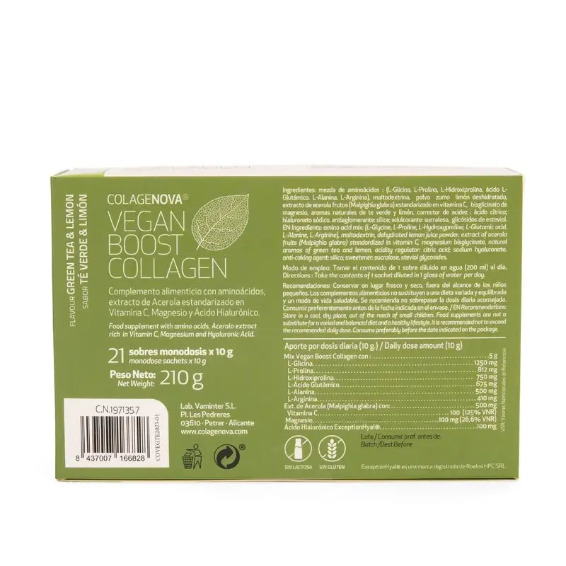 Colagenova Vegan Boost Chá Verde + Limão, 21 Envelopes