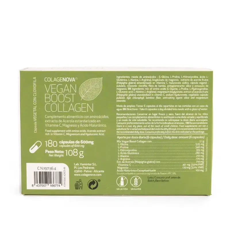 Vaminter Colagenova Vegan Boost Ulas 30 Dias , 180 cápsulas