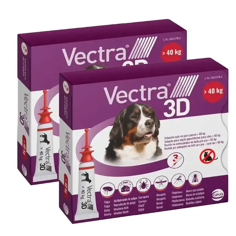 Vectra 3D Dog +40 kg, Embalagem 2 x 3 pipetas