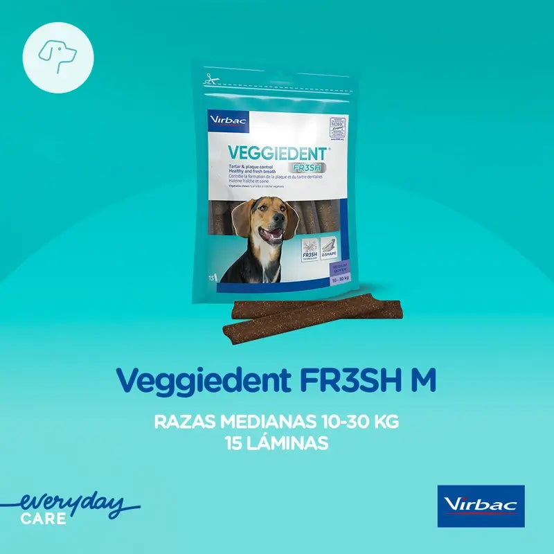 Virbac Veggiedent Fr3sh M, Snacks Dentários para Cães de Raça Média