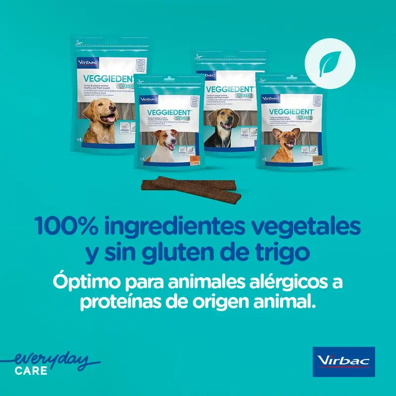Virbac Veggiedent Fr3sh S, Snacks Dentários para Cães de Raça Pequena