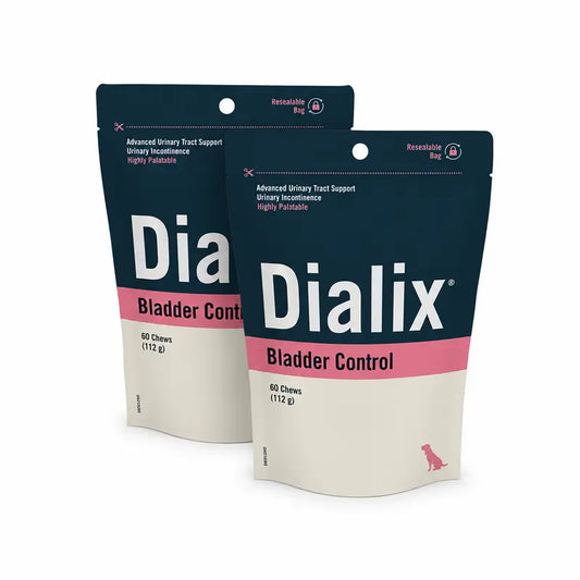 Vetnova Dialix Bladder Control, Embalagem de 2 x 60 pastilhas mastigáveis, petisco para cães