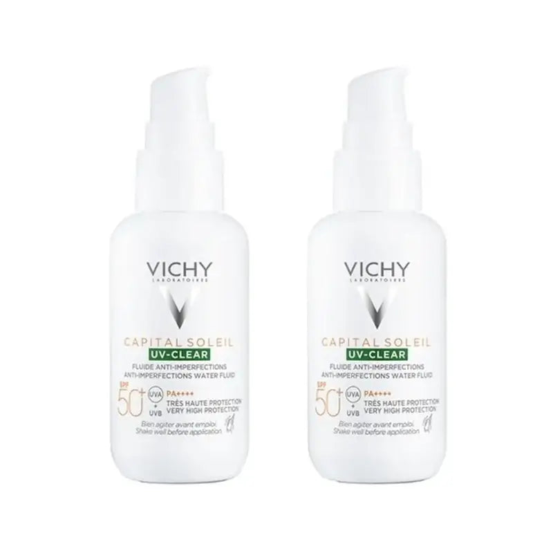 Vichy Capital Soleil Uv Clear Spf50+ Fluido Anti-Imperfeições, 2X40 Ml