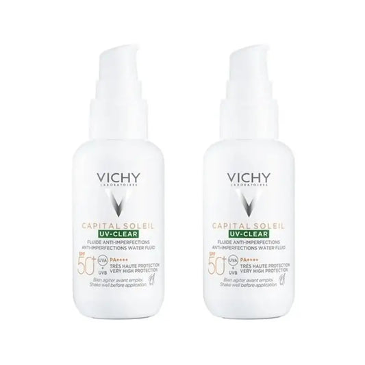 Vichy Capital Soleil Uv Clear Spf50+ Fluido Anti-Imperfeições, 2X40 Ml