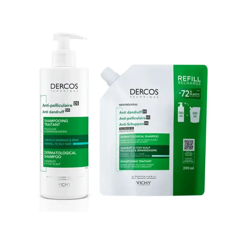 Vichy Dercos Champô Anti-Caspa para Cabelos Oleosos 400ml + Recarga 400ml